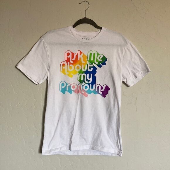 Rainbow Pronouns T-shirt  - Picture 1 of 3